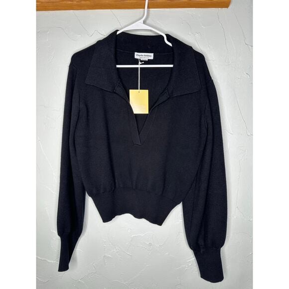 Charlie Holiday Black V Neck Pullover Sweaters - Picture 3 of 8
